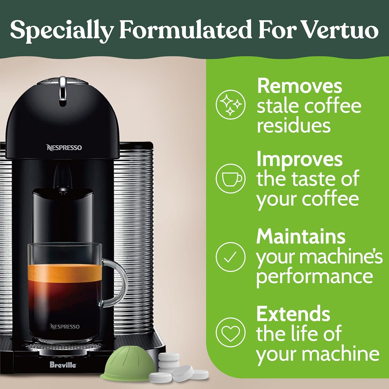 image:imageNespresso Vertuo Compatible Descaling Solution EcoFriendly Formula to Clean amp Descale Your Nespresso Vertuoline Machine 2 Uses per Bottle 2 Pack Carbon Neutral Vertuo Descaling KitCleaning Tablets