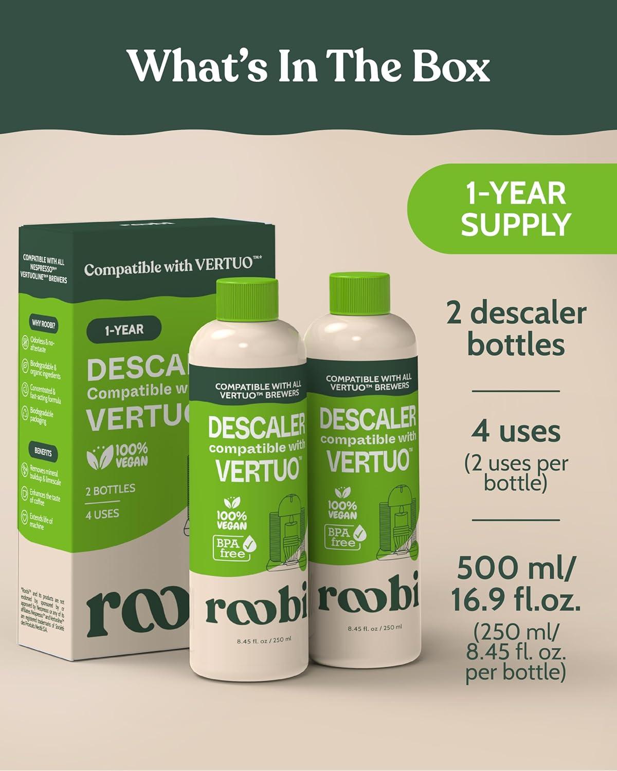 image:imageNespresso Vertuo Compatible Descaling Solution EcoFriendly Formula to Clean amp Descale Your Nespresso Vertuoline Machine 2 Uses per Bottle 2 Pack Carbon Neutral Vertuo Descaling KitDescaling Solution