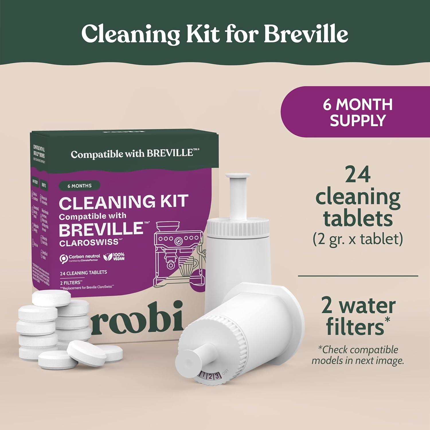 image:imageRoobi Breville Compatible Espresso Machine Cleaning amp Maintenance Kit Includes 52 Breville Cleaning Tablets and 6 Water Filters Carbon Neutral 1 Year SupplyClaro Swiss Cleaning Kit