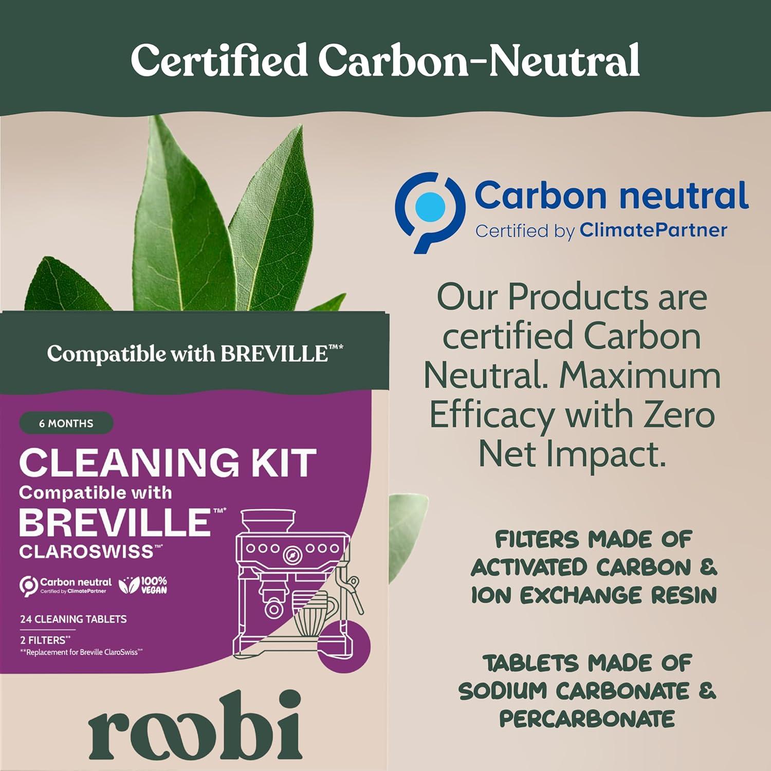 image:imageRoobi Breville Compatible Espresso Machine Cleaning amp Maintenance Kit Includes 52 Breville Cleaning Tablets and 6 Water Filters Carbon Neutral 1 Year SupplyClaro Swiss Cleaning Kit
