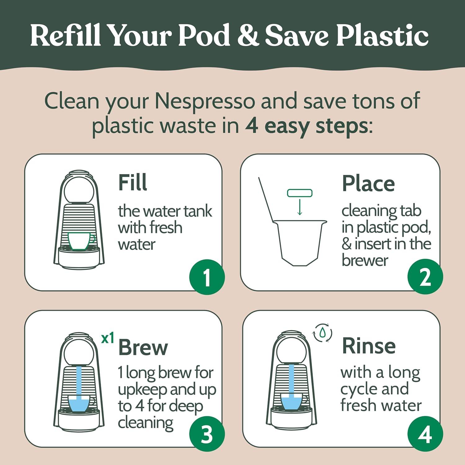 image:imageRoobi Cleaning Pods Compatible with Nespresso Includes 1 Reusable Pod amp 12 Cleaning Tablets Specially Formulated for Originaline Machines 1 Year SupplyCleaning Pods