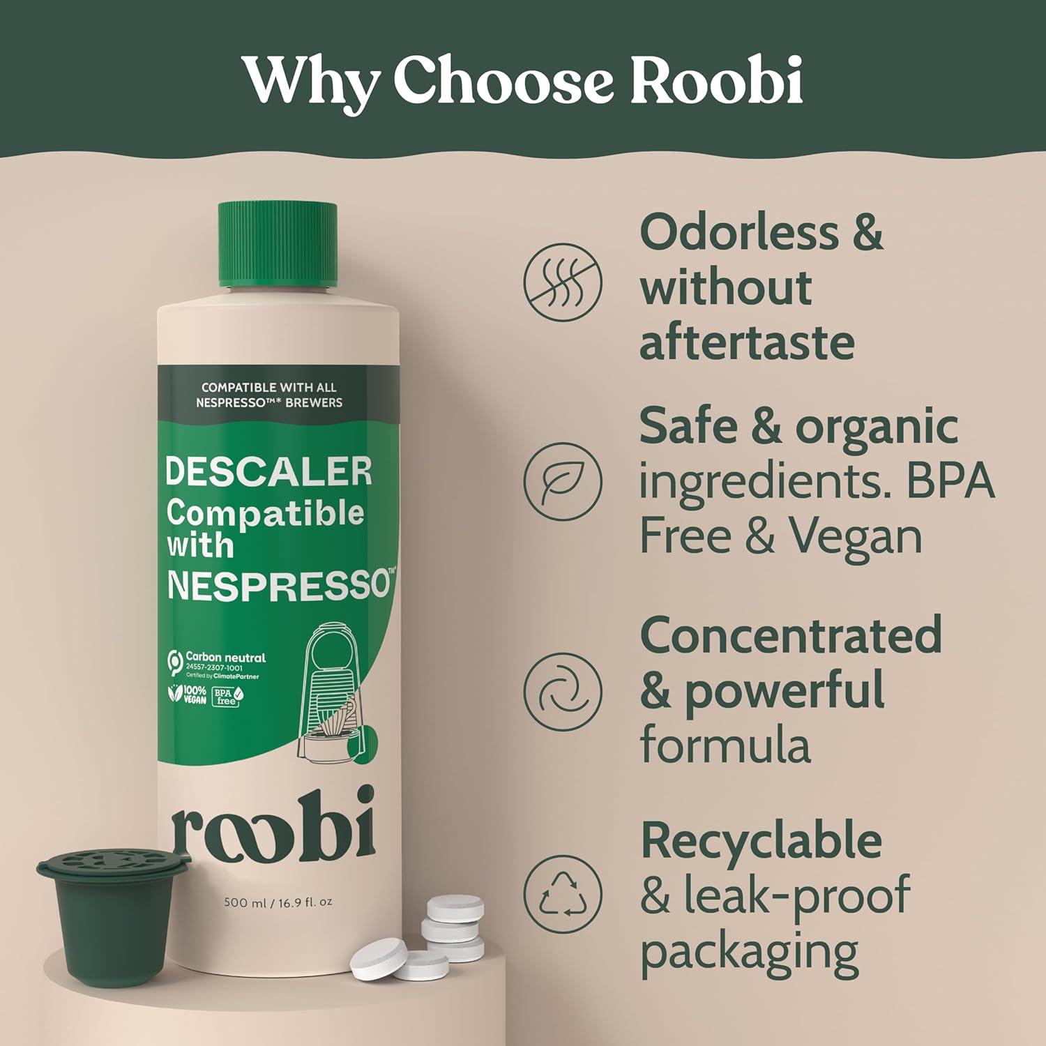 image:imageRoobi Cleaning Pods Compatible with Nespresso Includes 1 Reusable Pod amp 12 Cleaning Tablets Specially Formulated for Originaline Machines 1 Year SupplyDescaling Cleaning Kit