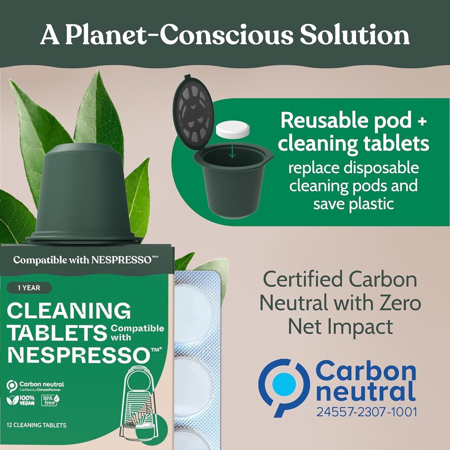 image:imageRoobi Cleaning Pods Compatible with Nespresso Includes 1 Reusable Pod amp 12 Cleaning Tablets Specially Formulated for Originaline Machines 1 Year SupplyCleaning Pods
