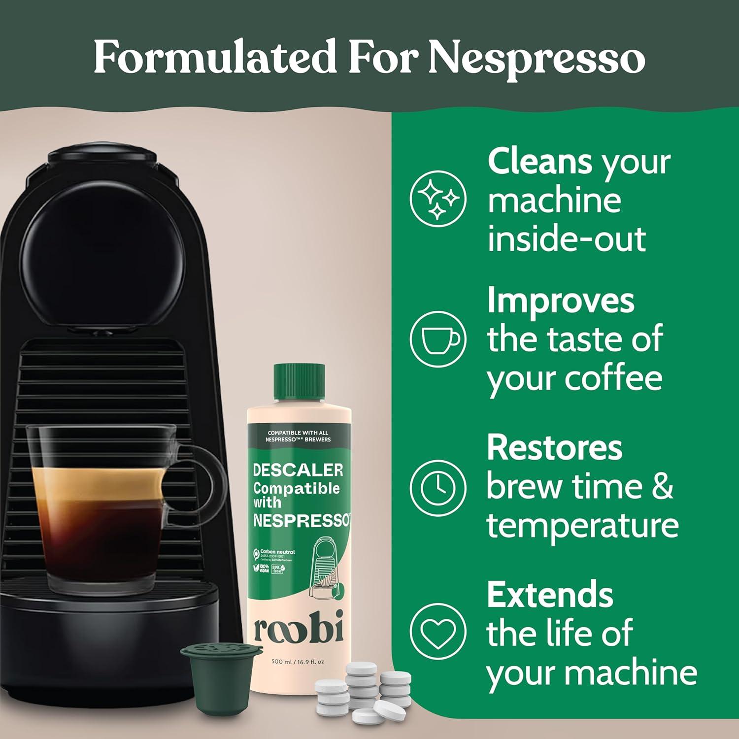 image:imageRoobi Cleaning Pods Compatible with Nespresso Includes 1 Reusable Pod amp 12 Cleaning Tablets Specially Formulated for Originaline Machines 1 Year SupplyDescaling Cleaning Kit