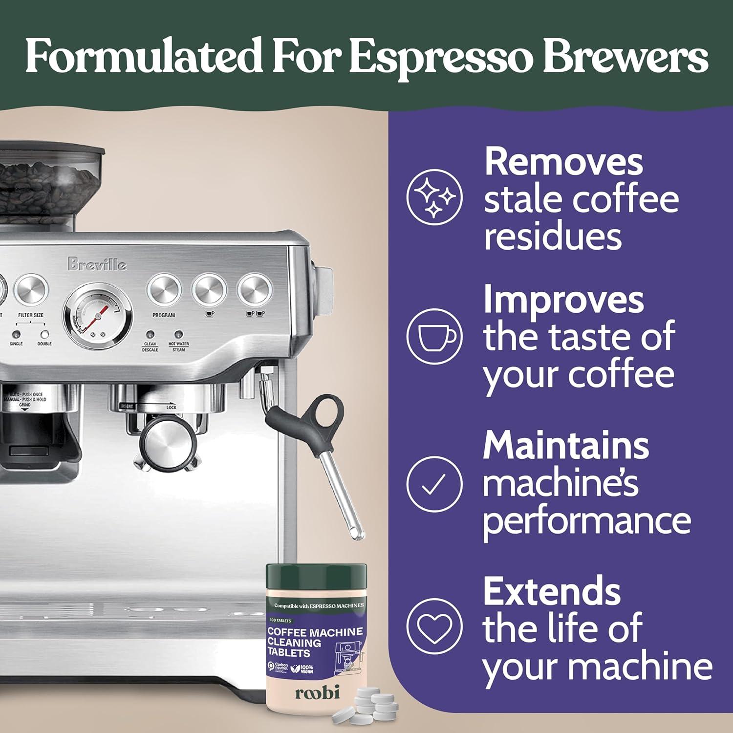 image:imageRoobi Espresso Machine Cleaning Tablets Coffee Machine Cleaner Tabs 100 Count Carbon Neutral Espresso Clean PackCleaning Tablets