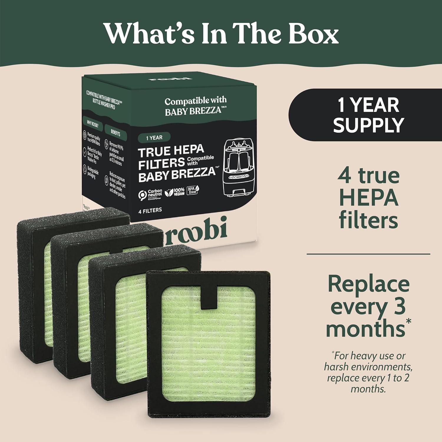 image:imageRoobi Hepa Filters Compatible with Baby Brezza Specially Formulated for Washer Pro 4 Carbon Neutral Replacement PackHepa Filters