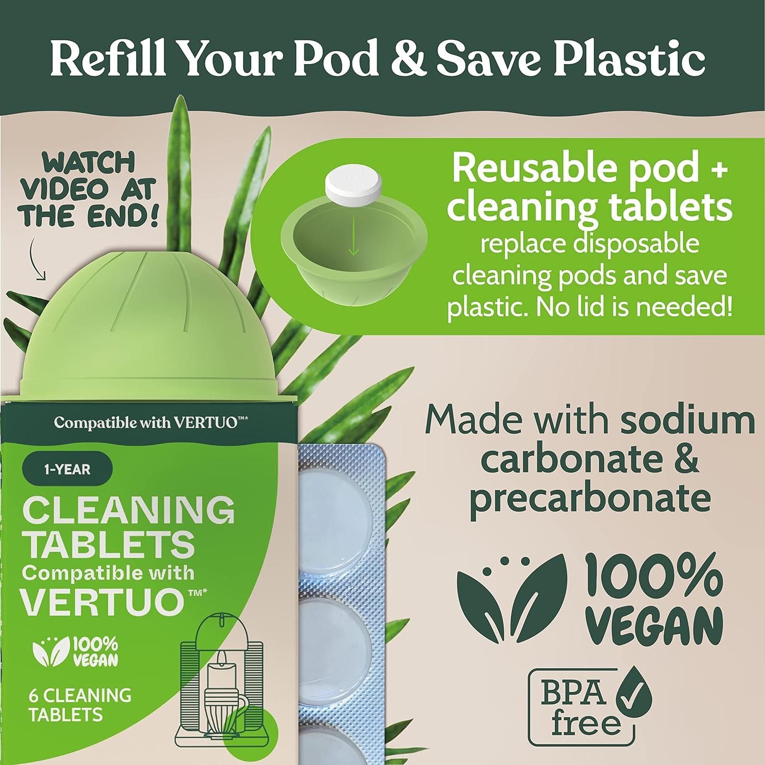 image:imageRoobi Nespresso Compatible Vertuo Cleaning amp Descaling Kit Includes 1 Bottle of Descaling Solution 6 Cleaning Tablets and 1 Reusable Pod Carbon Neutral Vertuoline Maintenance Kit 6 Month Supply