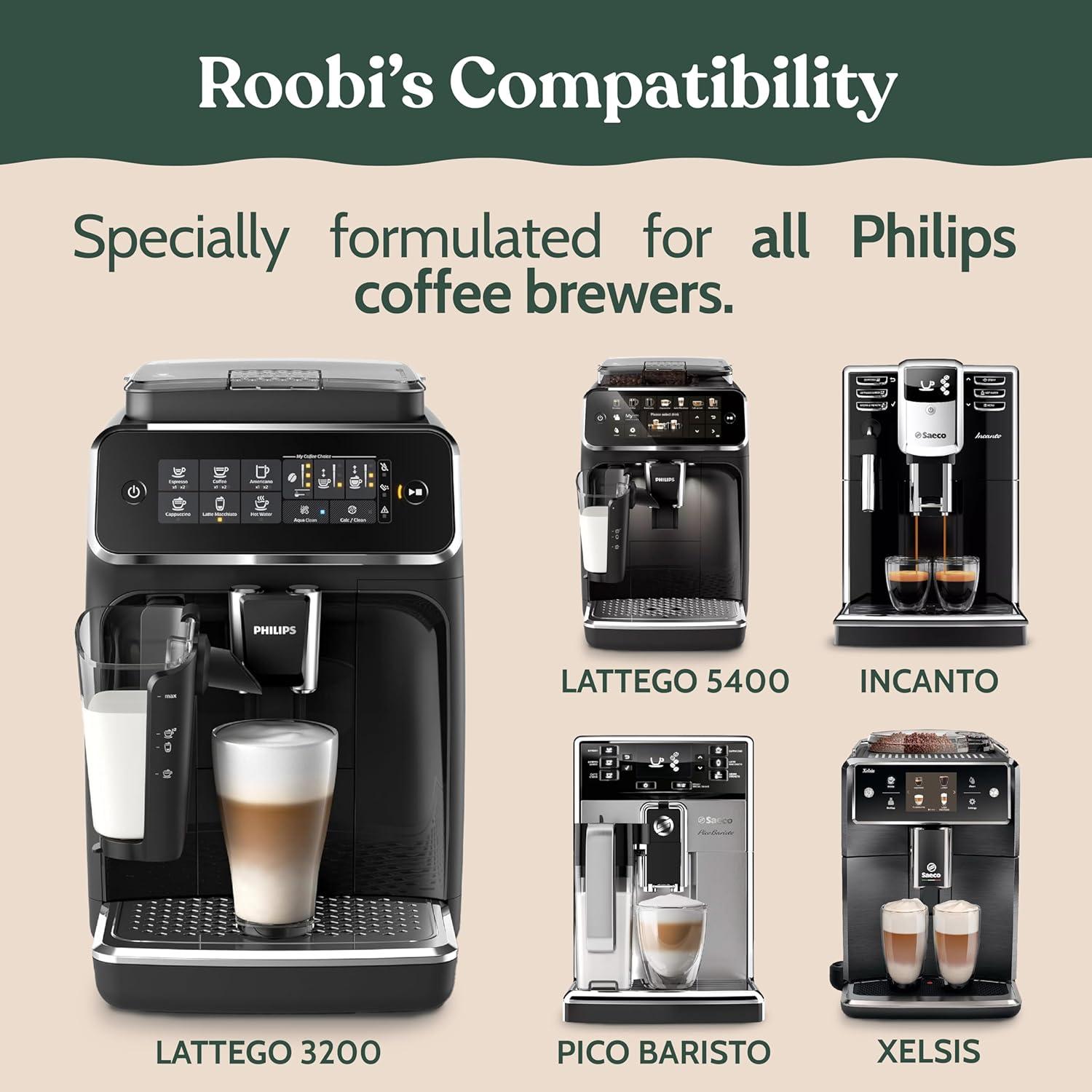 image:imageRoobi Philips Compatible Descaling Solution amp Cleaner Specially Formulated for Philips Espresso Machines Carbon Neutral Descaler Kit 2 Uses per Bottle 2 PackDescaling Solution