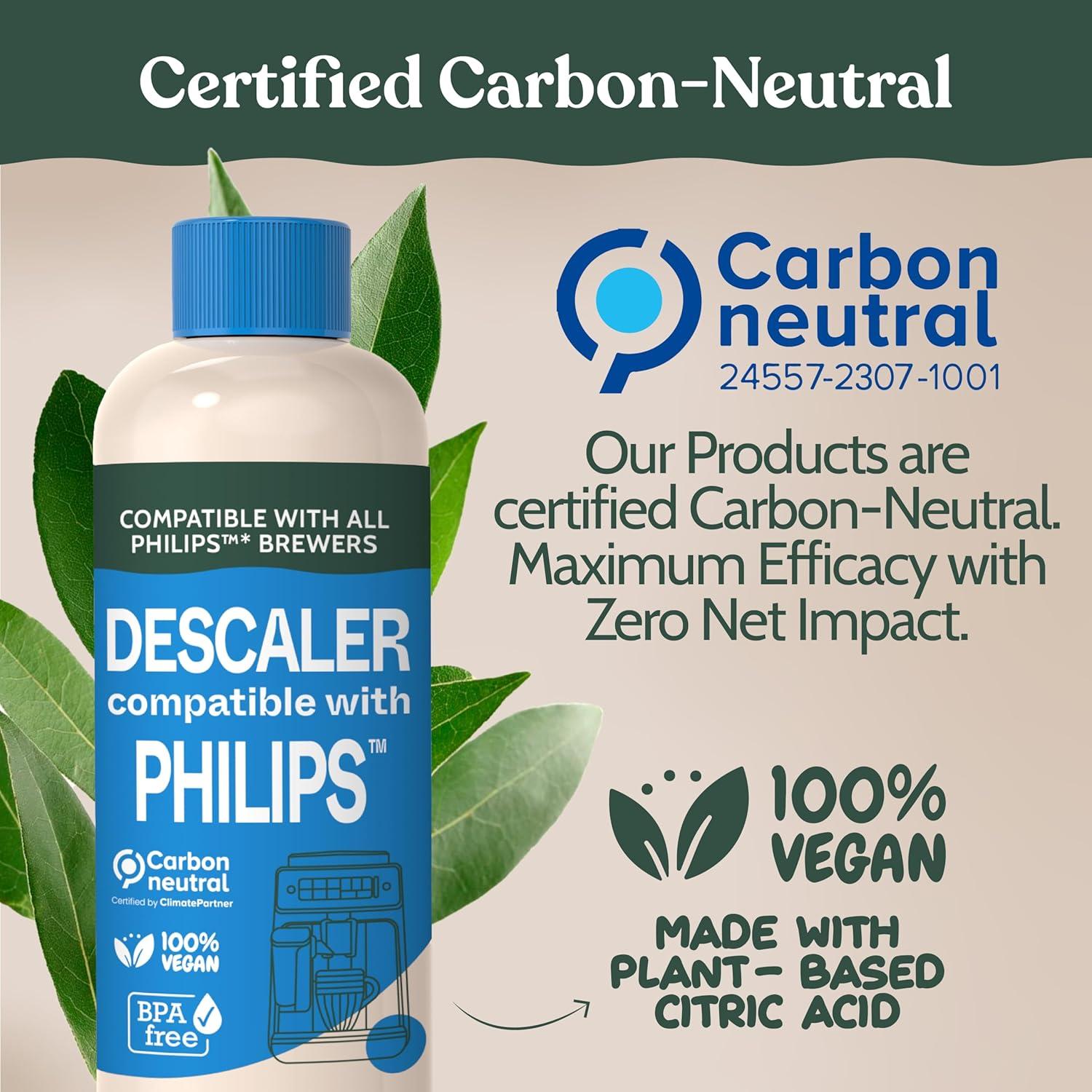 image:imageRoobi Philips Compatible Descaling Solution amp Cleaner Specially Formulated for Philips Espresso Machines Carbon Neutral Descaler Kit 2 Uses per Bottle 2 PackDescaling Solution