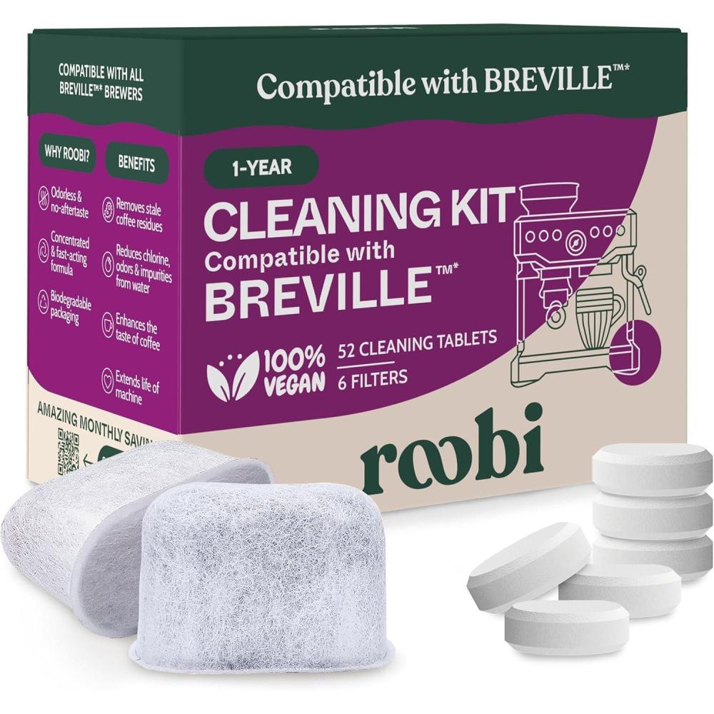 image:imageRoobi Breville Compatible Espresso Machine Cleaning amp Maintenance Kit Includes 52 Breville Cleaning Tablets and 6 Water Filters Carbon Neutral 1 Year SupplyCleaning Kit