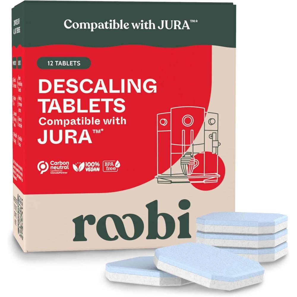 image:imageRoobi Jura Compatible Descaling Tablets 12 Jura Descaling Tablets for Automatic Espresso Coffee Machines 100 Vegan Carbon NeutralDescaling Tablets