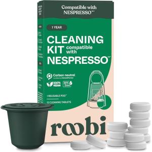 image:imageRoobi Cleaning Pods Compatible with Nespresso Includes 1 Reusable Pod amp 12 Cleaning Tablets Specially Formulated for Originaline Machines 1 Year SupplyCleaning Pods