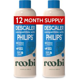 image:imageRoobi Philips Compatible Descaling Solution amp Cleaner Specially Formulated for Philips Espresso Machines Carbon Neutral Descaler Kit 2 Uses per Bottle 2 PackDescaling Solution