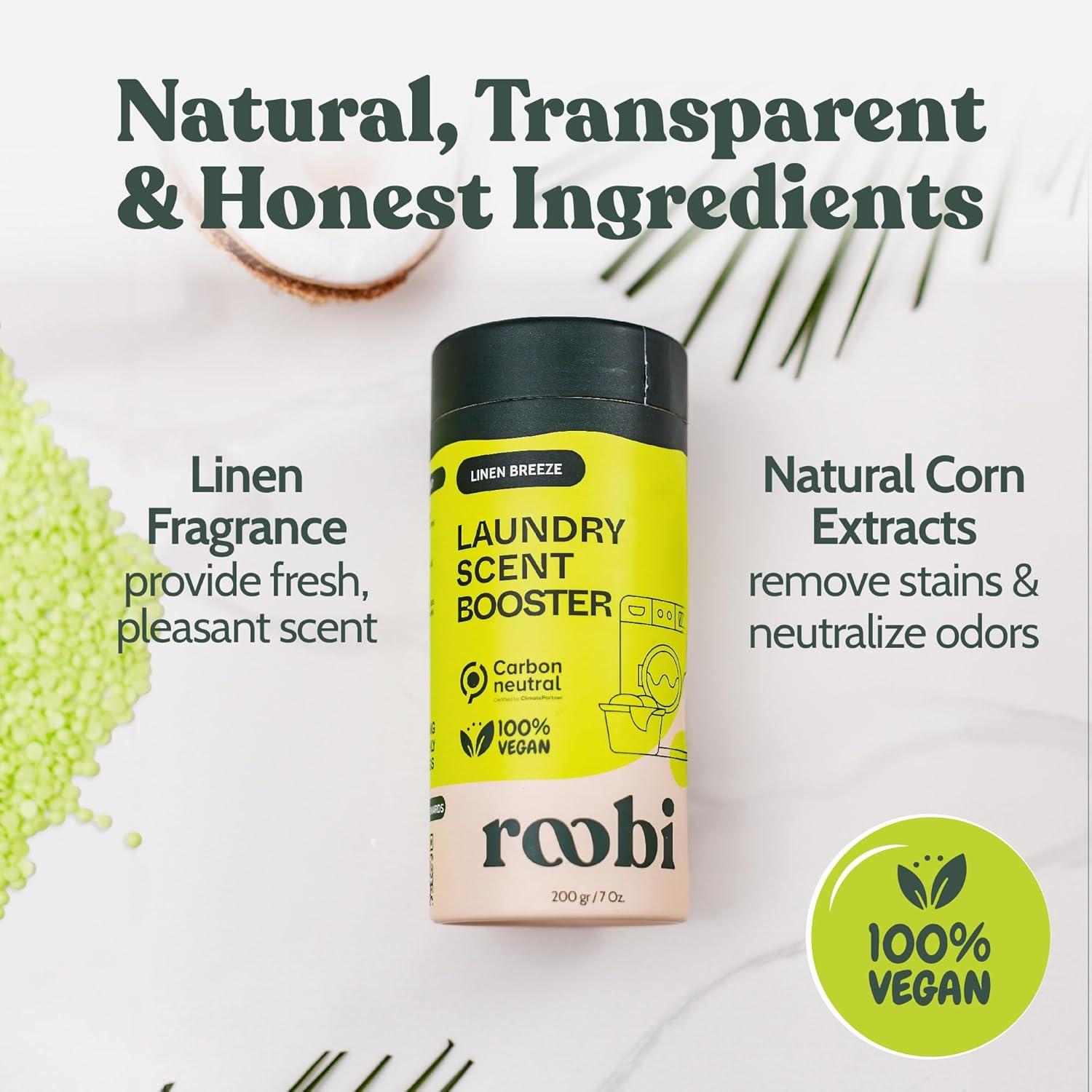 image:imageRoobi Sustainable Laundry Scent Booster Beads Linen Breeze Fragrance Laundry Beads 500 gr Bulk Booster Pack Carbon Neutral 100 Vegan200g Beads
