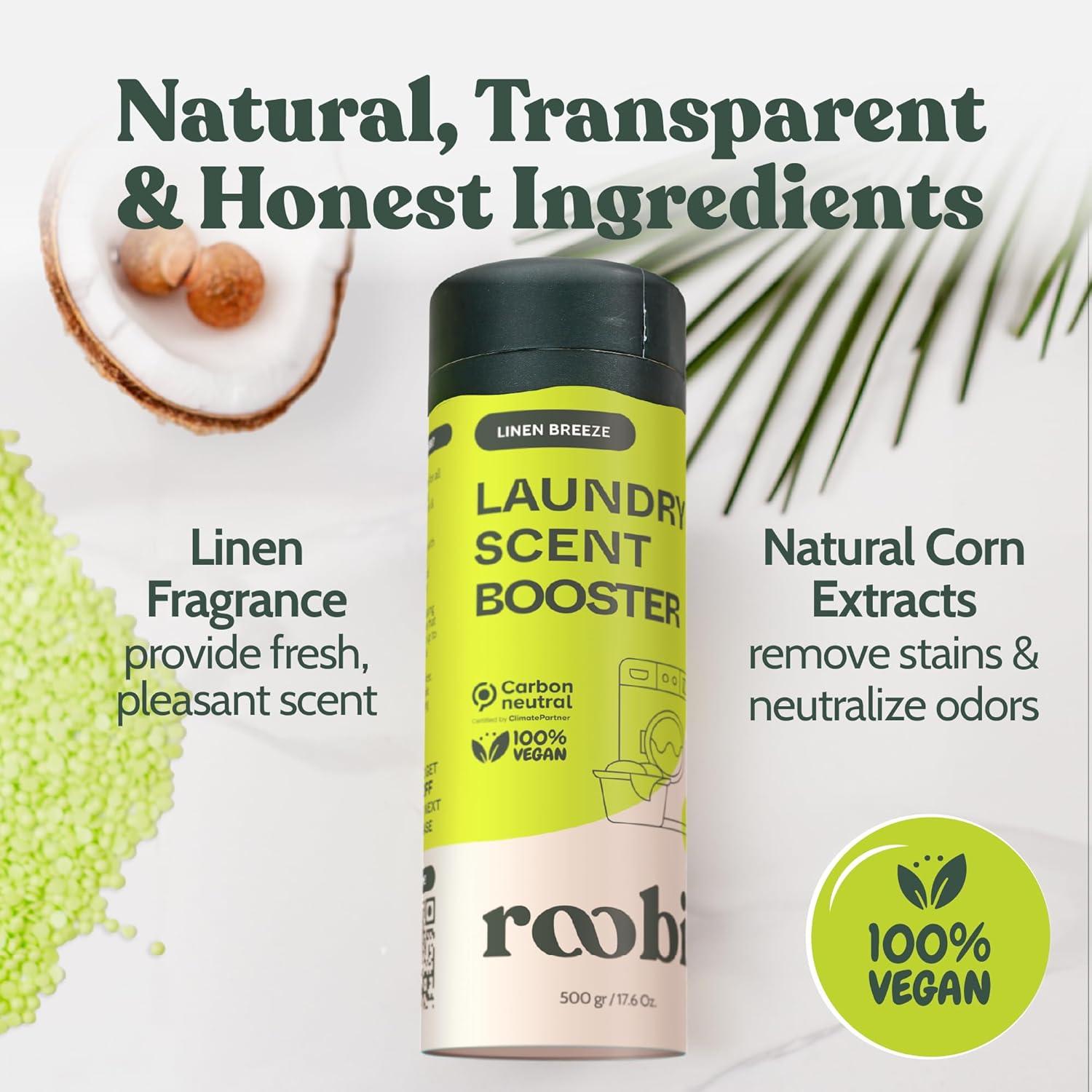 image:imageRoobi Sustainable Laundry Scent Booster Beads Linen Breeze Fragrance Laundry Beads 500 gr Bulk Booster Pack Carbon Neutral 100 Vegan500g Beads