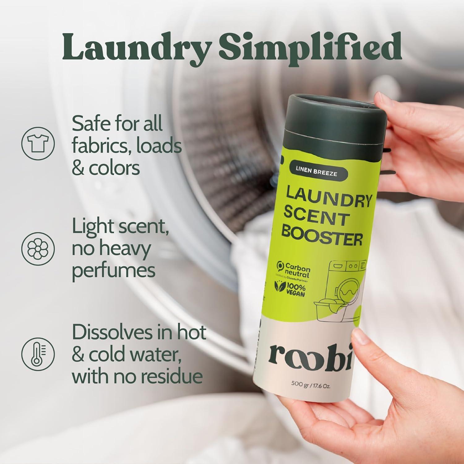image:imageRoobi Sustainable Laundry Scent Booster Beads Linen Breeze Fragrance Laundry Beads 500 gr Bulk Booster Pack Carbon Neutral 100 Vegan500g Beads