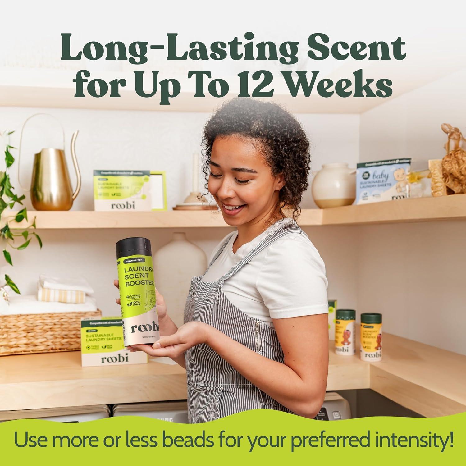image:imageRoobi Sustainable Laundry Scent Booster Beads Linen Breeze Fragrance Laundry Beads 500 gr Bulk Booster Pack Carbon Neutral 100 Vegan500g Beads